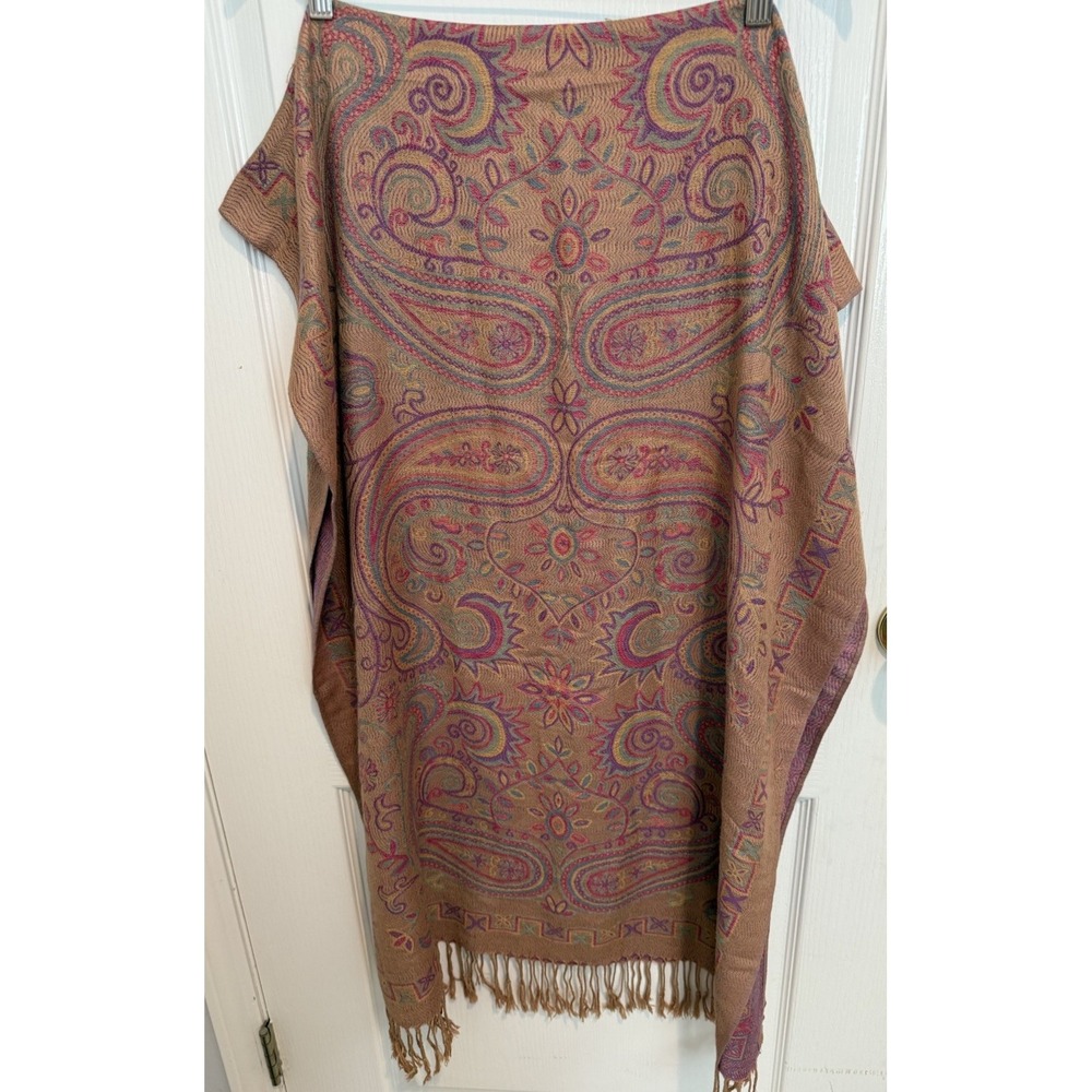 Pashmina scarf wrap shawl Fringe Multicolor‎ Luxurious Paisley